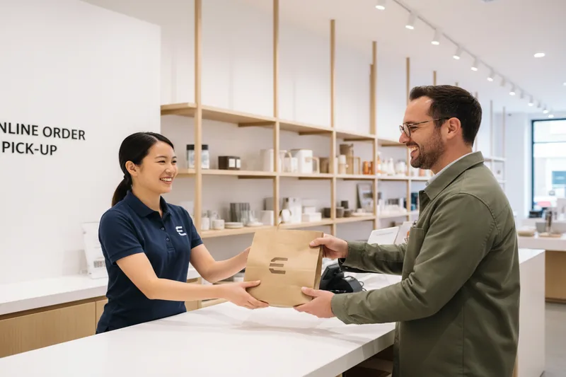 Modern retail store interior ready for customer pickup